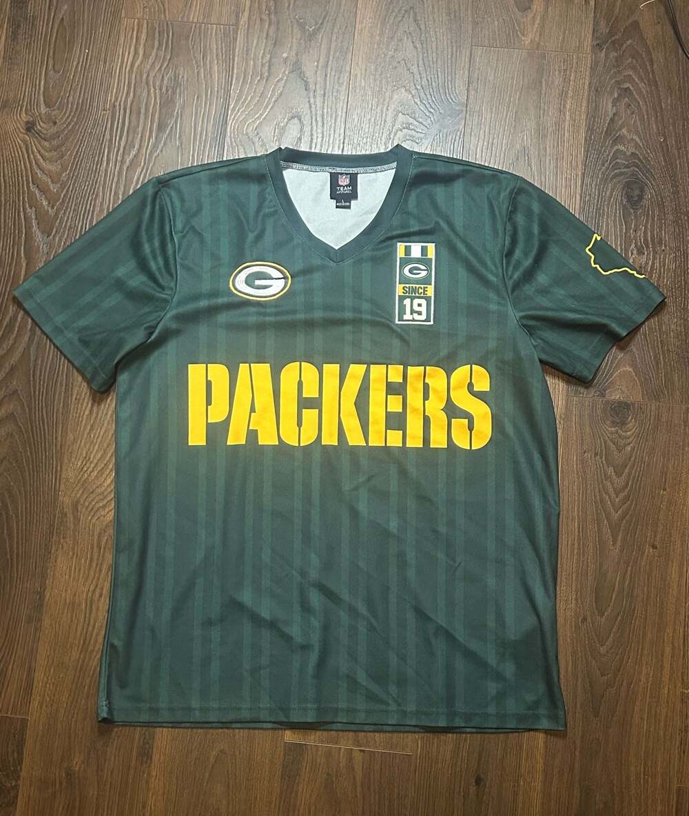 Green Bay Packers NFL Team Apparel Soccer Style V-Neck Jersey